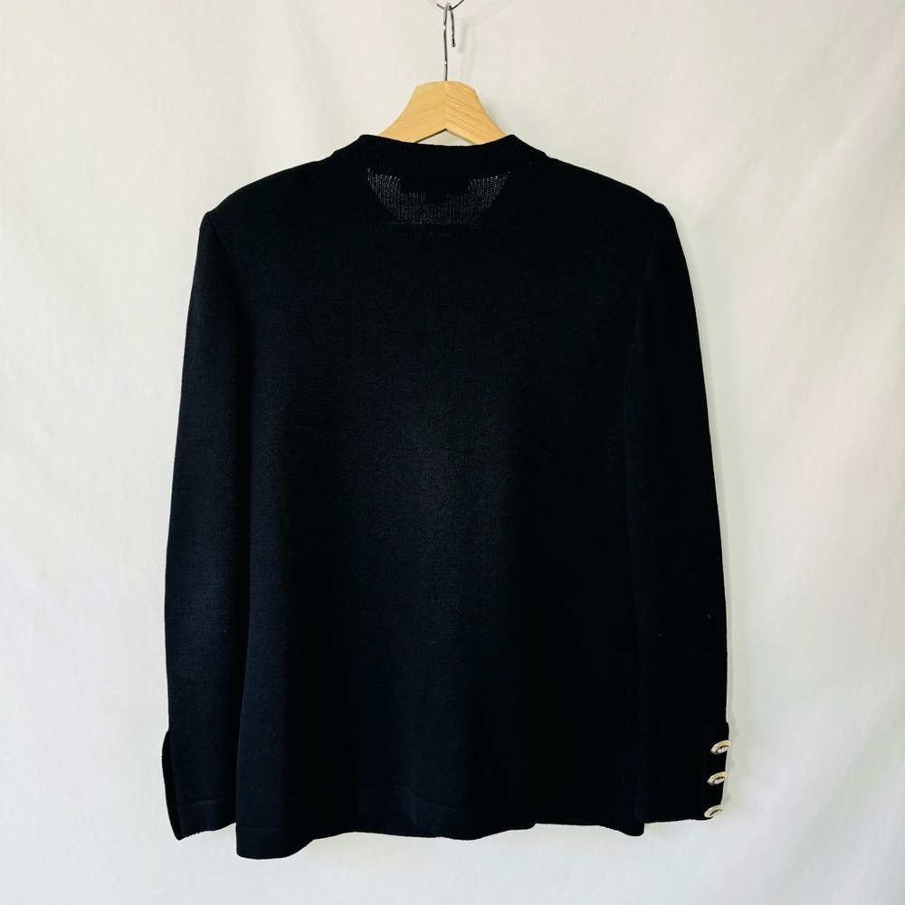 St. John Basics Black Santana Knit Cardigan with Gold Buttons - Picture 4 of 13